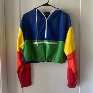 F21 Rainbow Cropped Hoodie